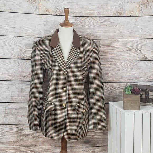 Pendleton Jackets & Blazers - Pendleton Brown Plaid Suede Collar Blazer
